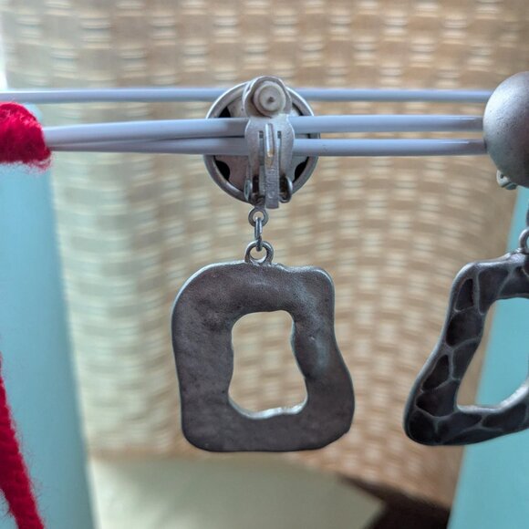 Copper Wire Dangle Earrings - Vintage Geometric Drop Earrings - Picture 4 of 5